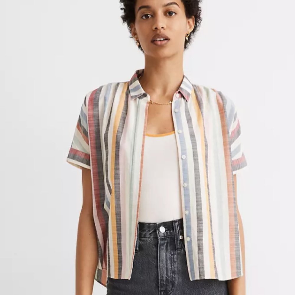 Madewell Hilltop Shirt in Rainbow Stripe Size XXS